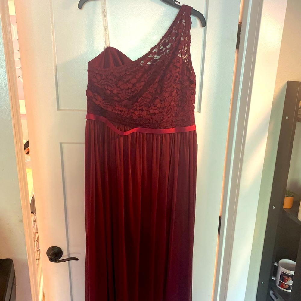 David’s bridal bridesmaid one shoulder dress